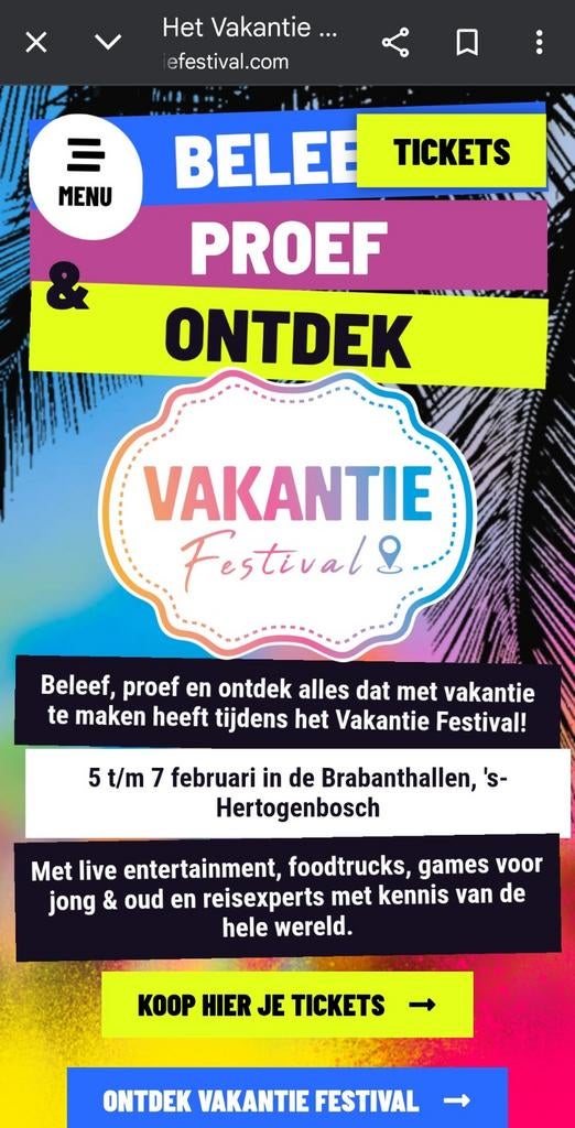 Tickets 4 x vakantiefestival, Tickets en Kaartjes, Twee personen