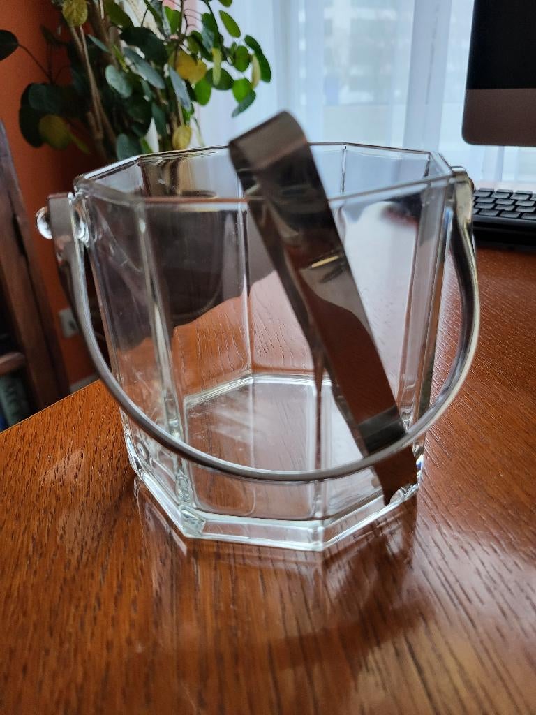 IJsemmer van glas en rvs met ijstang, Ophalen of Verzenden