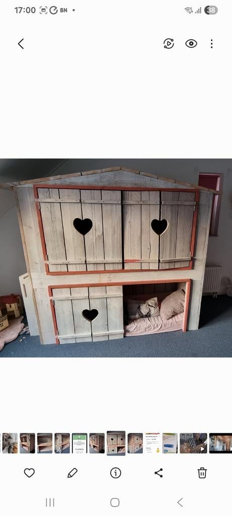 Kinderstapelbed steigerhout, Ophalen, Hoogslaper