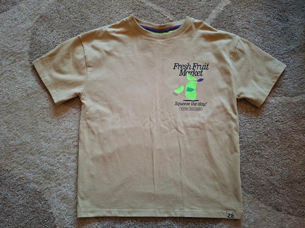 Z8 beige t-shirt met print - Maat 128-134, Kinderen en Baby's, Z8, Ophalen of Verzenden, Zo goed als nieuw, Shirt of Longsleeve