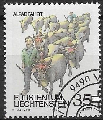 Liechtenstein 1989 mi.971 zoogdieren KOEIEN, Verzenden, Overige landen, Gestempeld