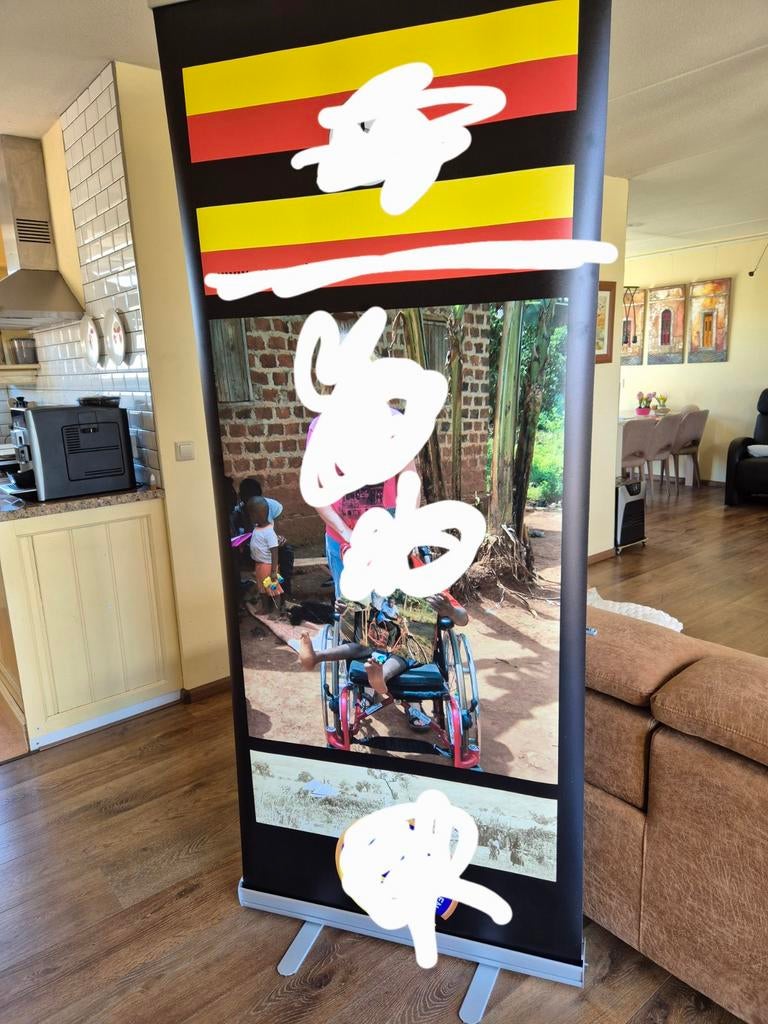 Banner met afbeeldingen en draagtas, Ophalen, Gebruikt