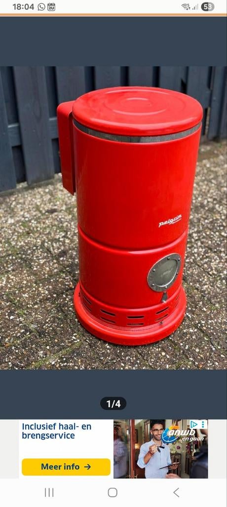 Pelgrim Bambino 45 Gaskachel - Vintage Rood, Huis en Inrichting, Kachels, Gebruikt, Gas, Ophalen of Verzenden, Vrijstaand