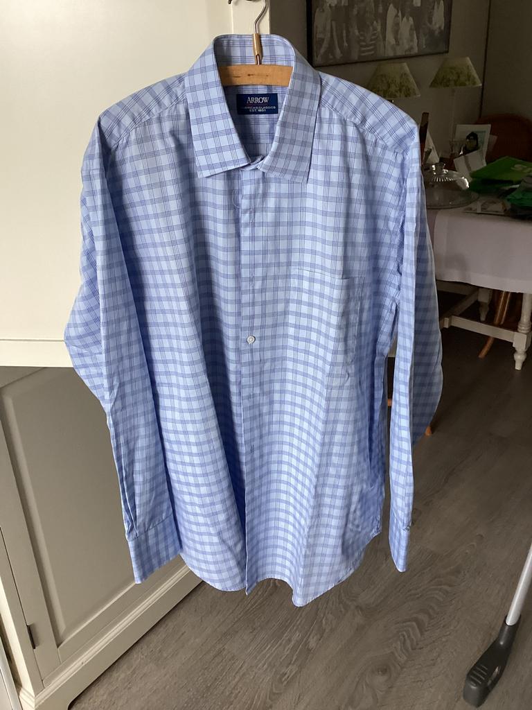L.blauw geruit overhemd van ARROW, Ophalen of Verzenden, Zo goed als nieuw, Blauw