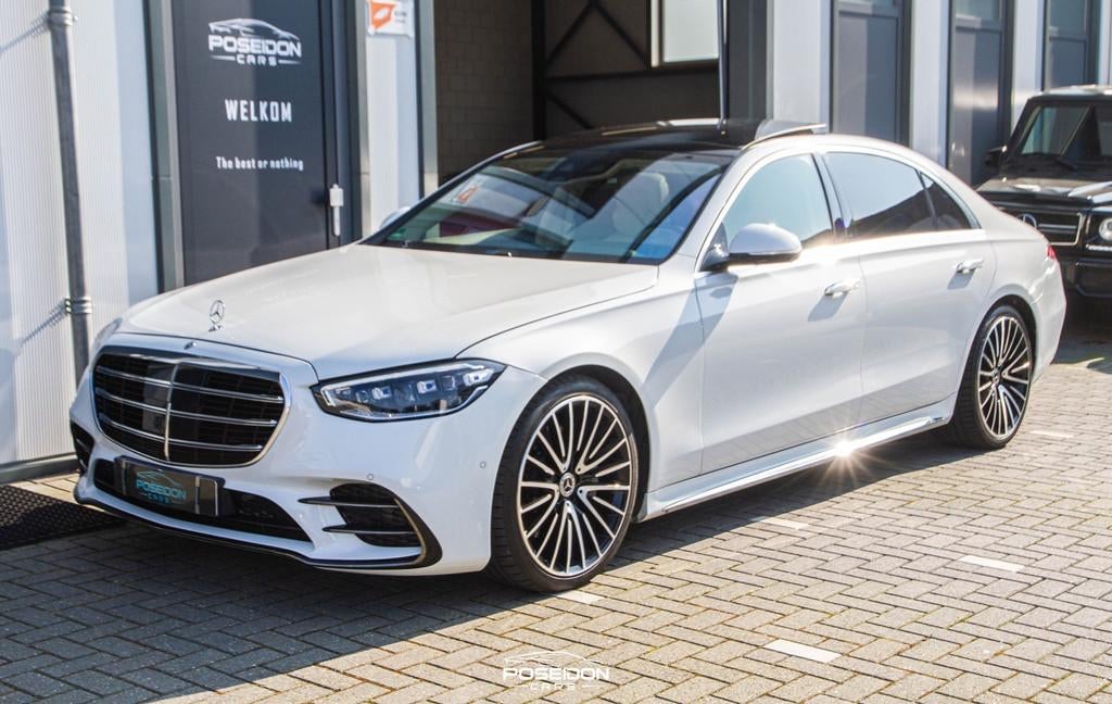 Mercedes-Benz S-klasse 450d 4MATIC Lang AMG Line BTW | PANO, Automaat, Gebruikt, 367 pk, Wit
