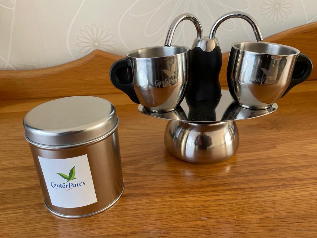 Mini koffiezetapparaat Center Parcs met 2 kopjes, Overige modellen, Nieuw, Gemalen koffie, Ophalen of Verzenden