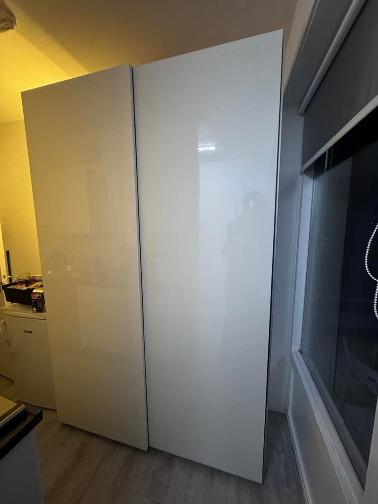 IKEA HASTVIK Schuifdeuren, hoogglans wit, 150x236 cm, Ophalen, Overige materialen, 100 tot 150 cm, 200 cm of meer