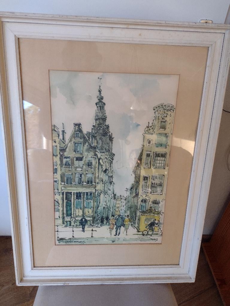 Korthals denk een aquarel stad gezicht, Ophalen of Verzenden
