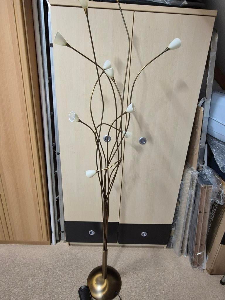 Bronzen staande lamp met 10 armen, 180 cm, Huis en Inrichting, Lampen | Vloerlampen, Ophalen, Zo goed als nieuw, Metaal, 150 tot 200 cm