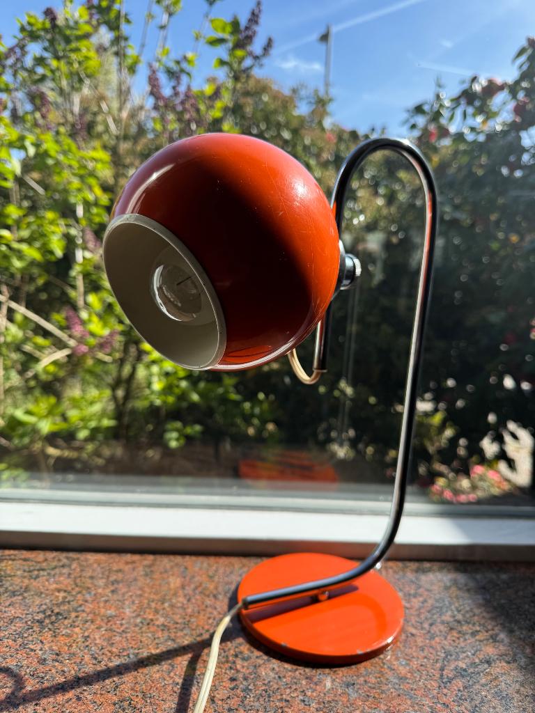 4x Herda lamp - vintage retro jaren 70 - oranje/chroom, Huis en Inrichting, Lampen | Tafellampen, Ophalen, Gebruikt, Metaal, Minder dan 50 cm