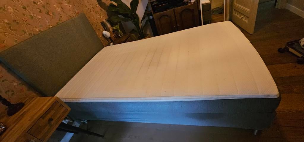 JYSK boxspring grijs 120 breed, Ophalen, Eenpersoons, Grijs, 120 cm