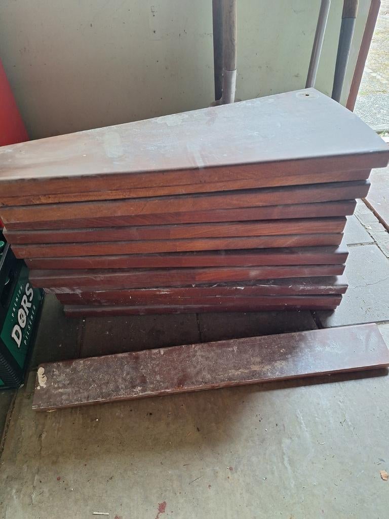 Hardhouten traptreden wenteltrap hardhout, Doe-het-zelf en Verbouw, Gebruikt, Minder dan 25 mm, Ophalen of Verzenden, Plank