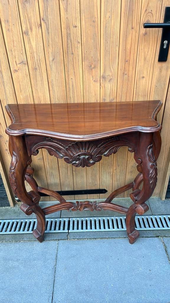 Mahonie houten side table, Ophalen of Verzenden, Zo goed als nieuw, 25 tot 50 cm, Rechthoekig