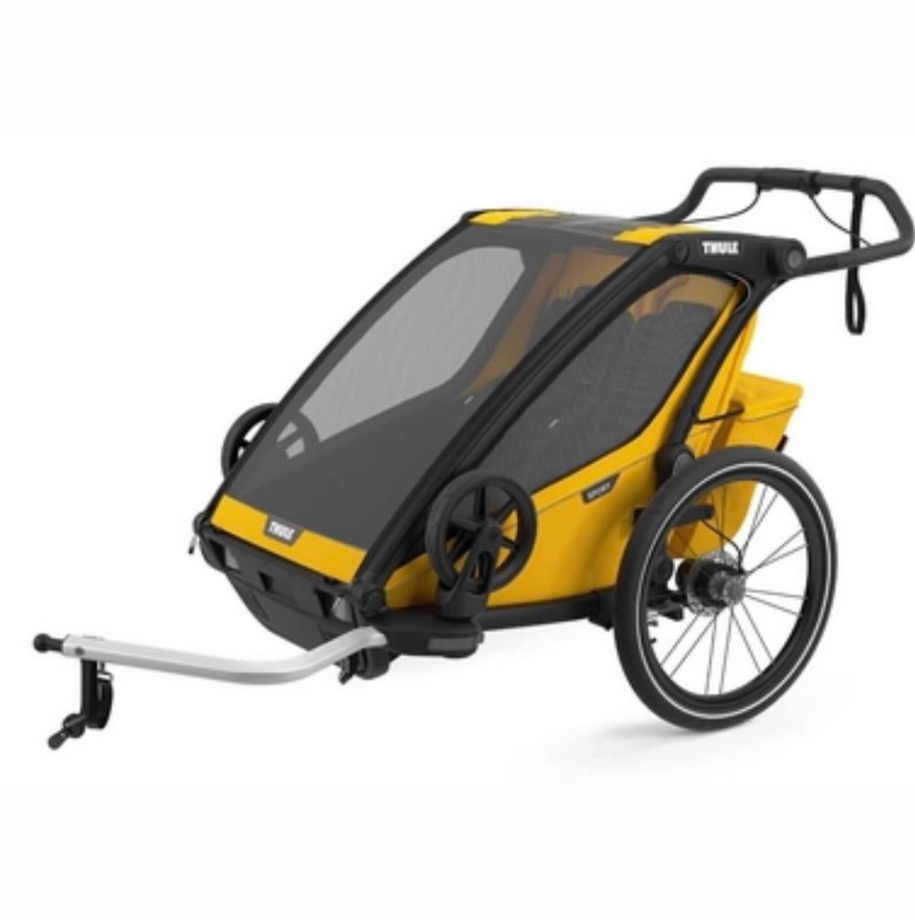Thule Chariot Sport geel multifunctionele kar topstaat, Overige merken, Duowagen, Ophalen of Verzenden, Zo goed als nieuw