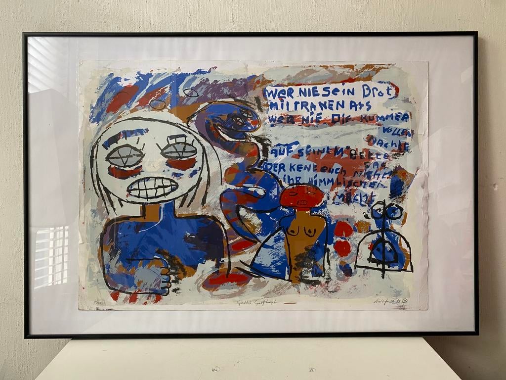 Litho Goethe's golflengte van John Lie A Fo in lijst, Ophalen of Verzenden