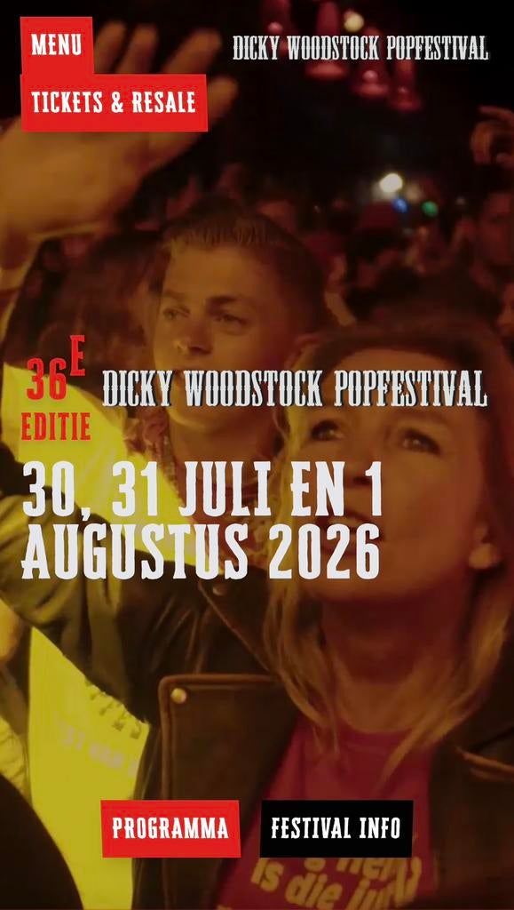 Dicky Woodstock 2 x Dagtickets do vr za, Twee personen