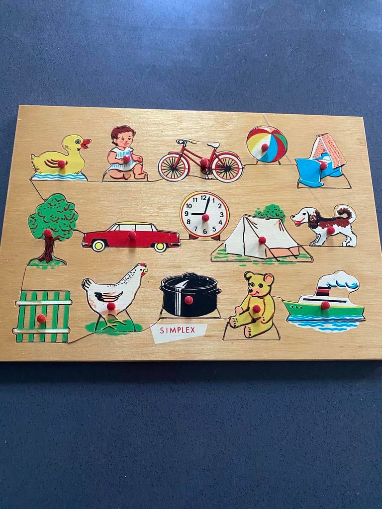 Simplex houten puzzel met knoppen - educatief speelgoed, Ophalen of Verzenden, Gebruikt, Overige typen
