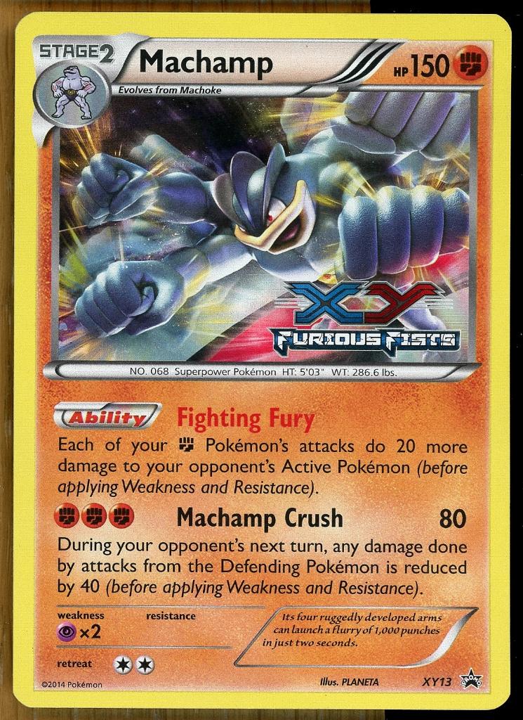 Machamp - XY13 ~ (Prerelease) pokemon furious fists holo, Ophalen of Verzenden, Zo goed als nieuw, Losse kaart, Foil