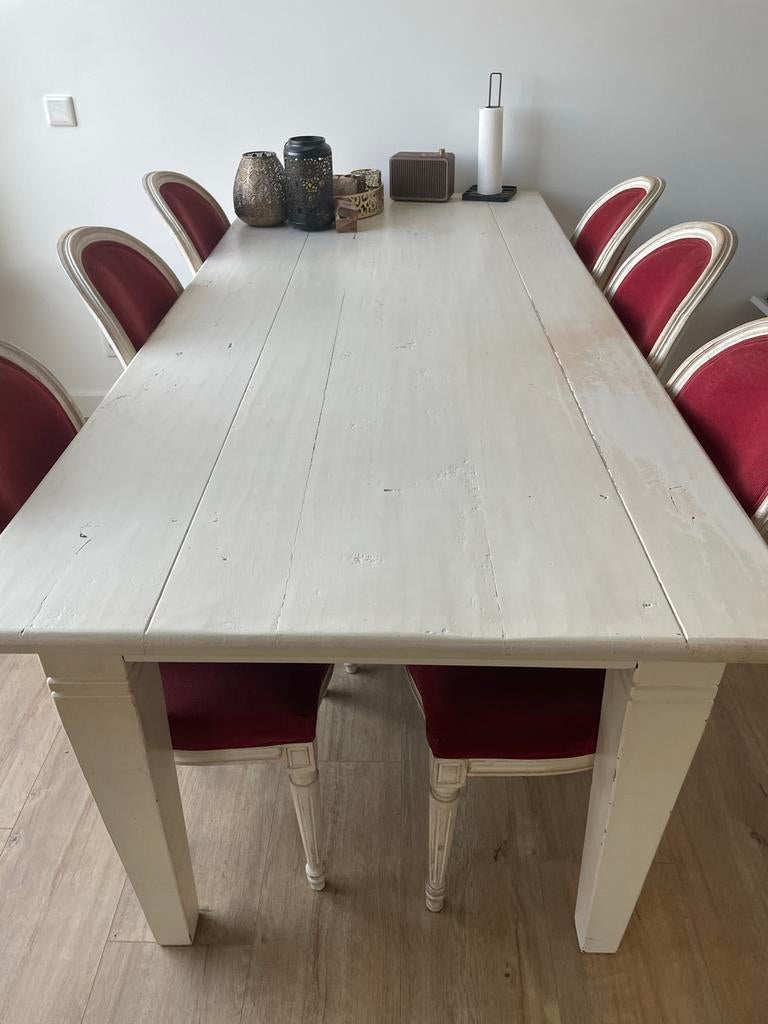 Witte landelijke eettafel - Robuust en sfeervol, Ophalen, Gebruikt, 50 tot 100 cm, Landelijk