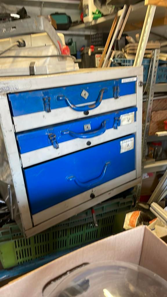 Metalen gereedschapskist met 3 laden bedrijfsauto inrichting, Ophalen, Gebruikt