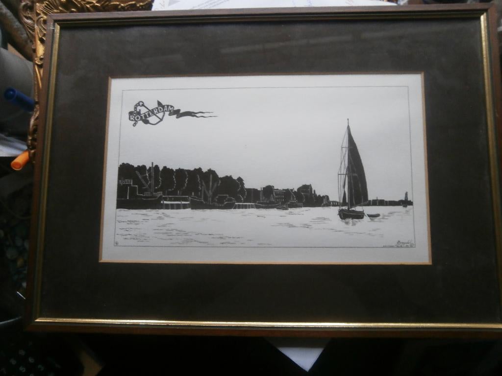 Ben Speydel, Mooie Litho v/e Zeiler a/d Maaskade R.dam, Ophalen of Verzenden