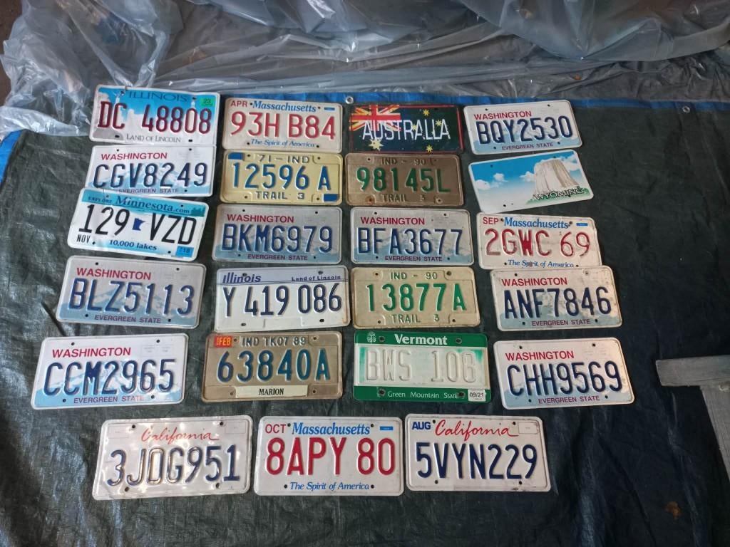 23 amerikaanse kentekenplaten, Verzamelen, Automerken, Motoren en Formule 1, Ophalen, Gebruikt, Auto's