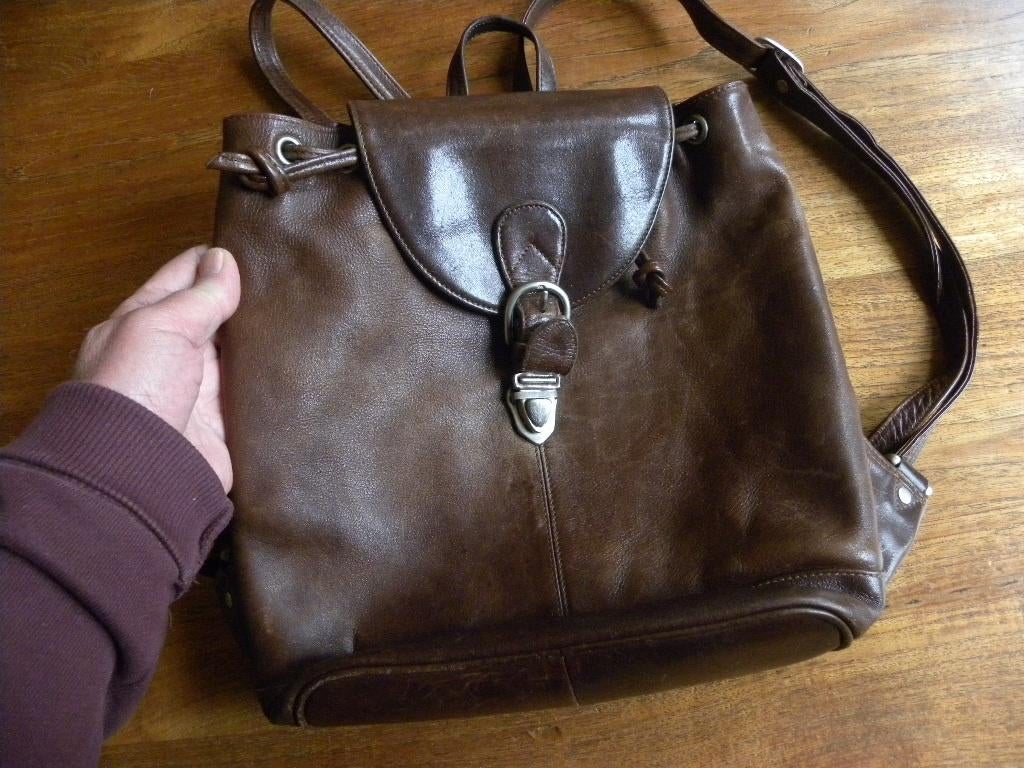 Bosboom design lederen rugtas uitstekende conditie!, Overige merken, Gebruikt, 25 tot 40 cm, Ophalen of Verzenden