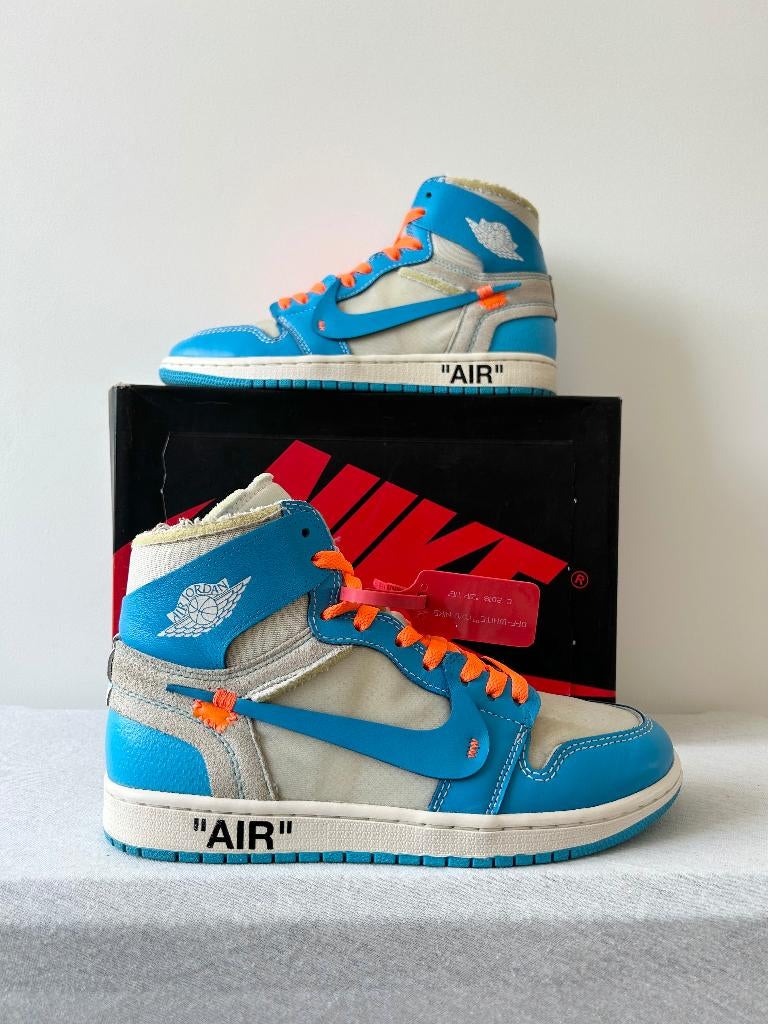 Nike Air Jordan 1 RetroHigh Off-White University Blue (EU41), Kleding | Heren, Schoenen, Blauw, Ophalen of Verzenden, Off white