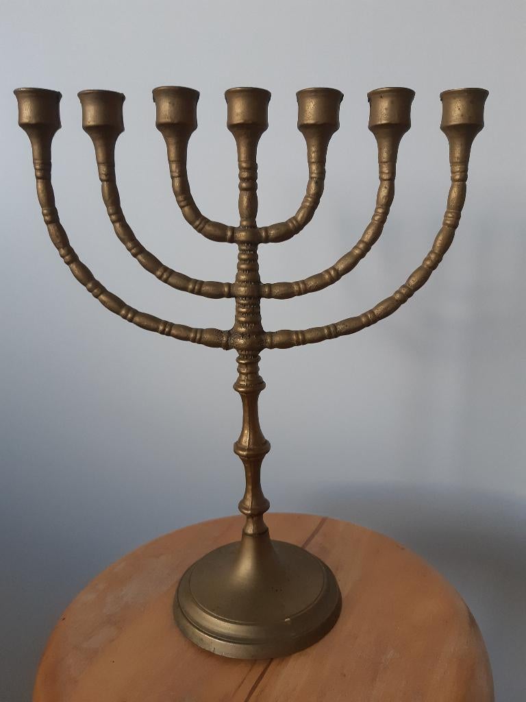 joodse kandelaar, groot formaat  7-armig, Ophalen of Verzenden, Koper of Brons