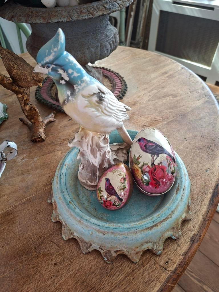 Franse kwispedoor en blauwe vogel bieden per stuk kan ook, Antiek en Kunst, Ophalen of Verzenden