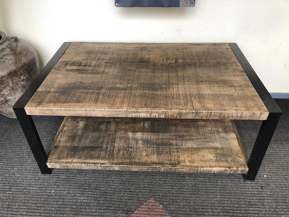 SALONTAFEL MET GIETIJZEREN ONDERSTEL, 100 tot 150 cm, ., ., Metaal