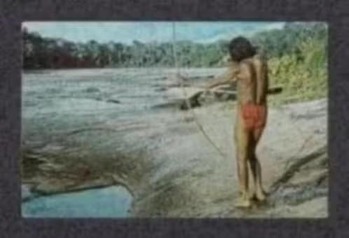 Suriname Vissen in de Rivier, Pijl en Boog., Ophalen of Verzenden, 1960 tot 1980, Gelopen, Buiten Europa