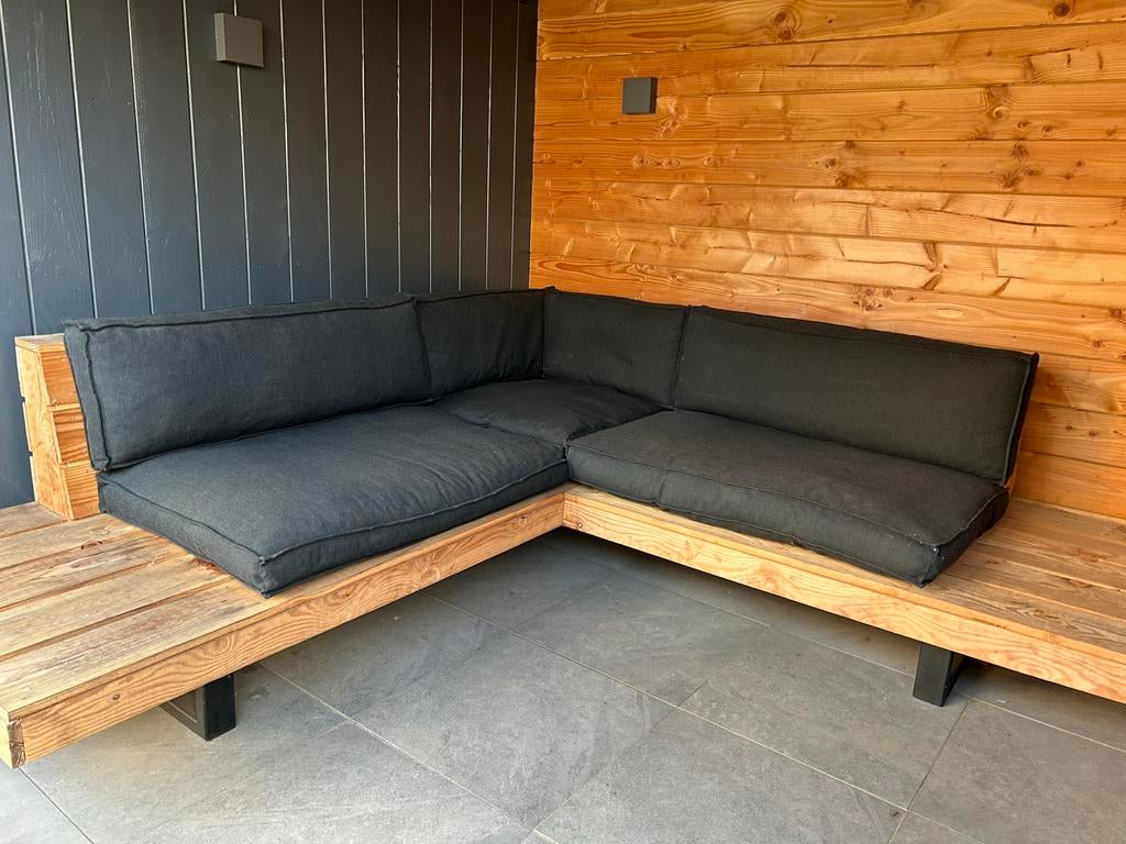 Zwarte palletkussens | zitkussens, Tuin en Terras, Tuinsets en Loungesets, Ophalen, Zo goed als nieuw, Loungeset, Overige materialen
