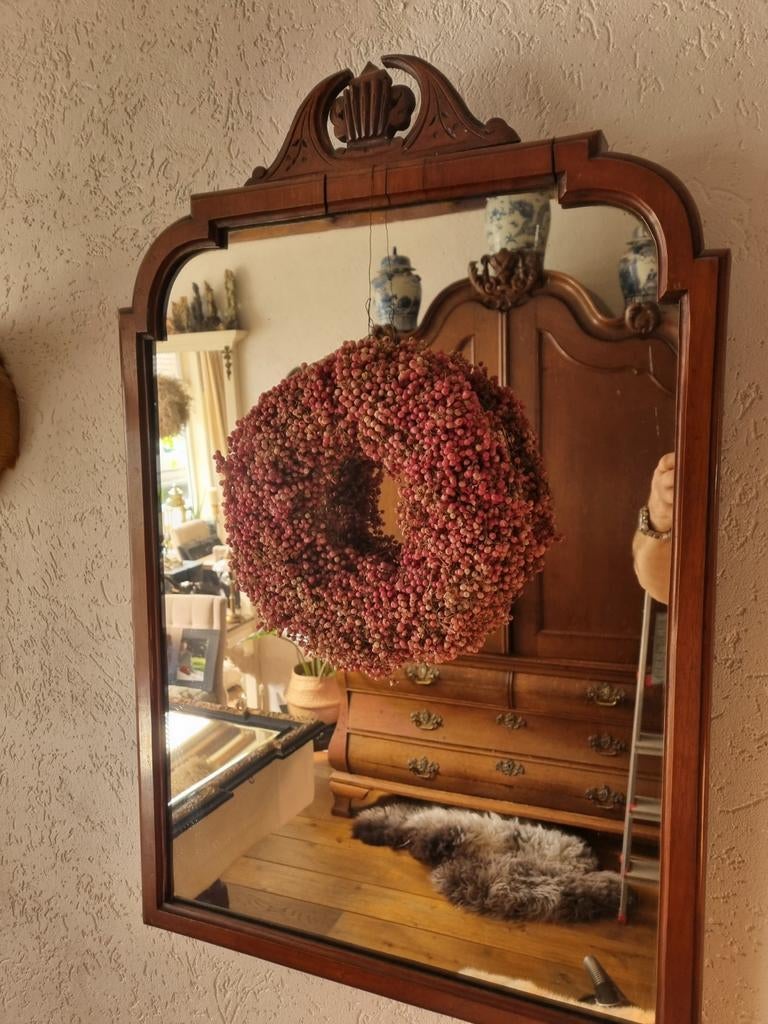 Mahonie spiegel met of zonder kuif, Ophalen, Rechthoekig, 50 tot 100 cm, Minder dan 100 cm