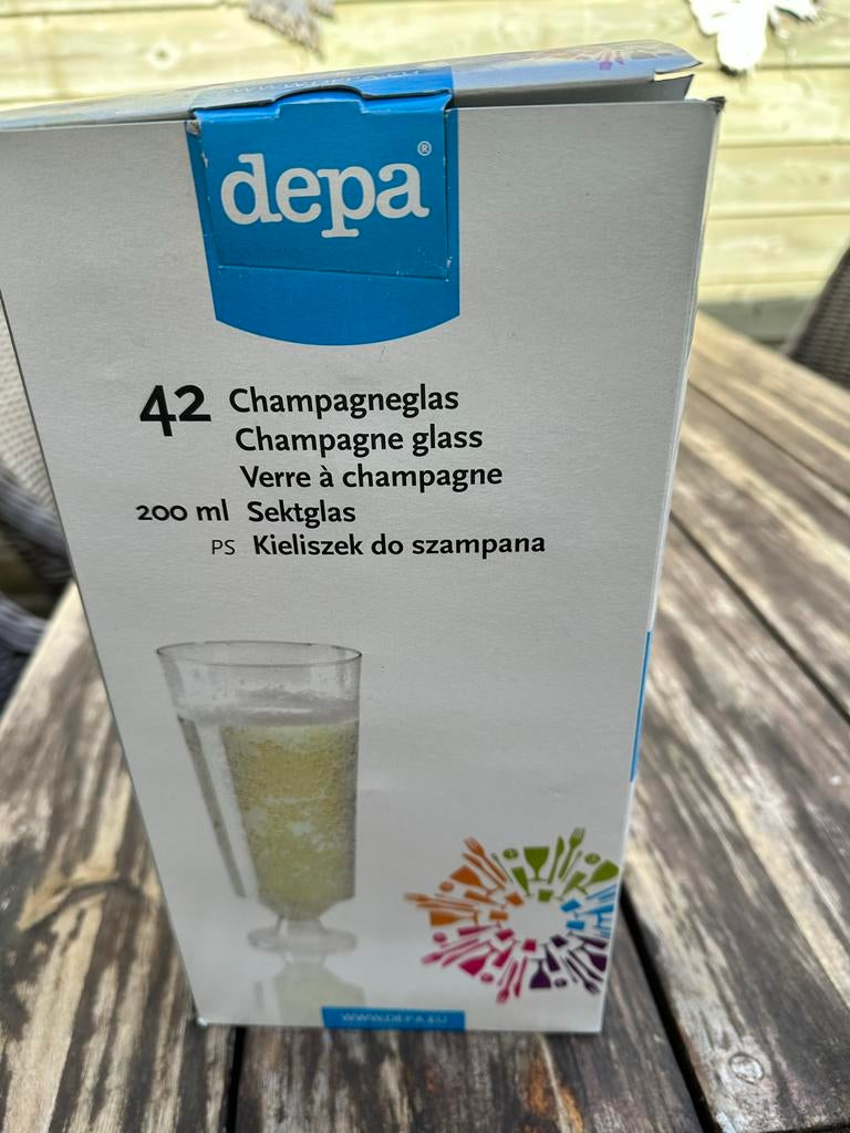 Depa Champagneglazen 200ml - 42 stuks, Ophalen, Overige typen, Kunststof, Nieuw