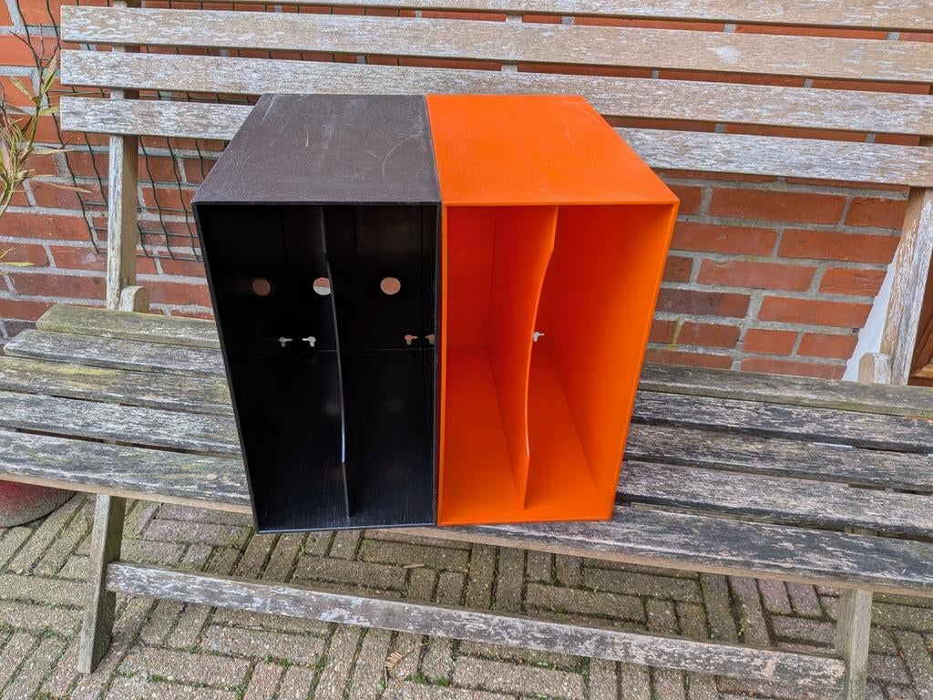 Retro LP opbergrekken - Zwart en Oranje, Ophalen of Verzenden, Gebruikt