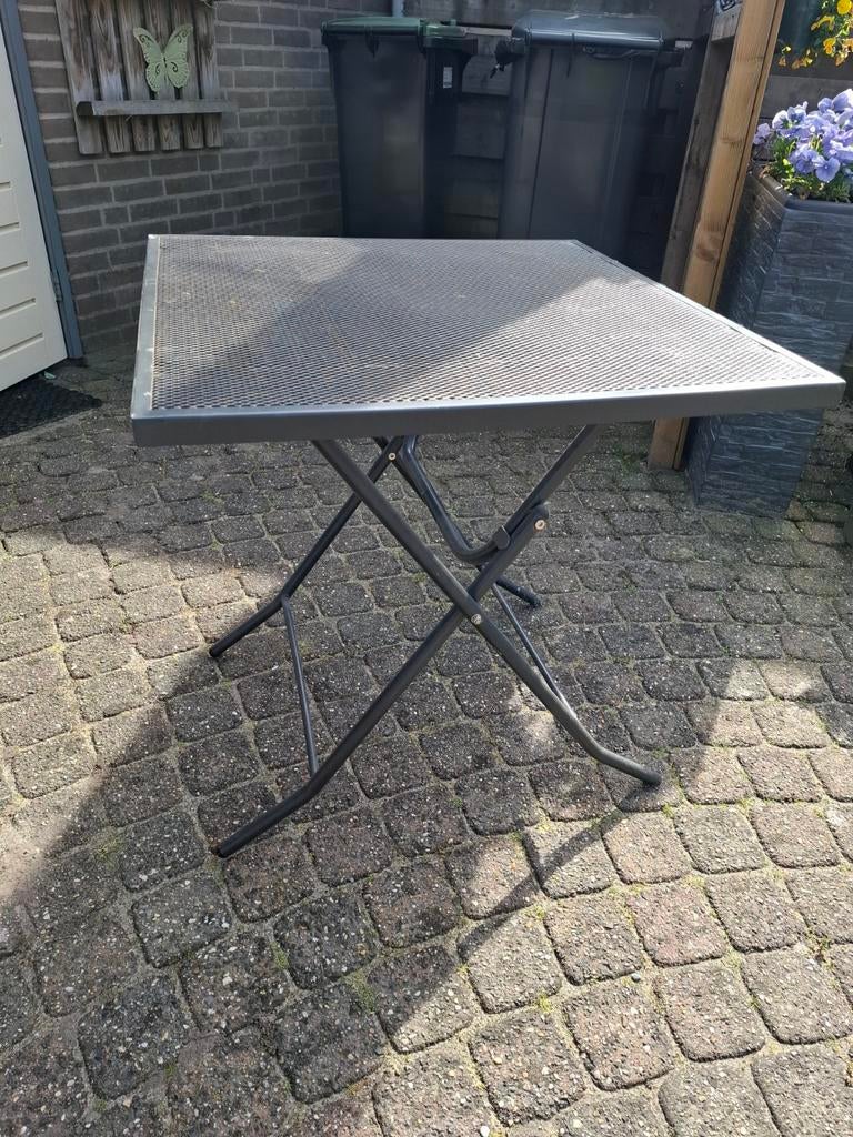 Vierkante tuintafel, inklapbaar, Tuin en Terras, Tuintafels, Ophalen, Gebruikt, Vierkant, Metaal