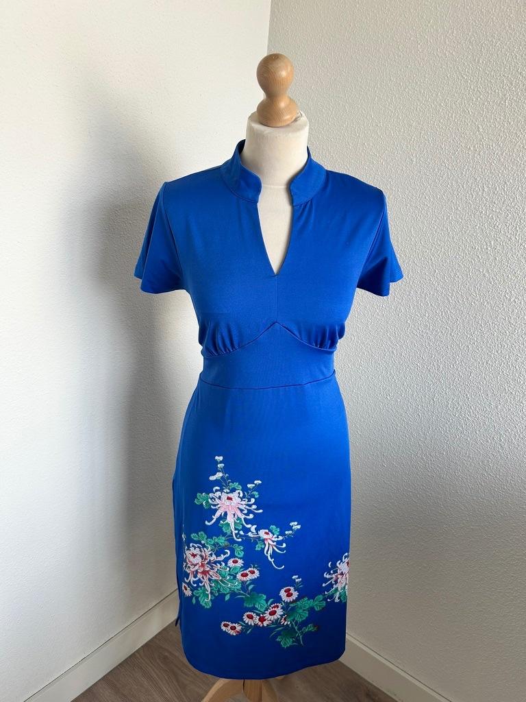 King Louie maat L Aziatische kimono jurk 3154, Blauw, Maat 42/44 (L), Ophalen of Verzenden, Zo goed als nieuw