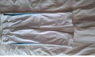 Brax lange broek maat 42 kleur zijkant blauwe streep zgan, Wit, Maat 42/44 (L), Zo goed als nieuw, Lang