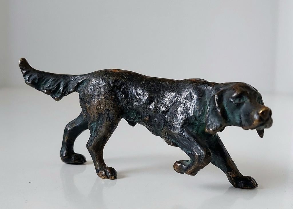 Antiek Weens Brons Beeldje Setter Pointer Jachthond Hond, Verzenden