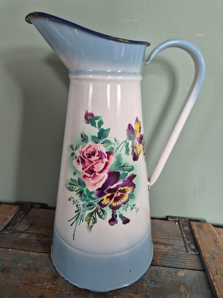 Prachtige Japy emaille kan rozen viooltjes, Antiek en Kunst, Ophalen of Verzenden