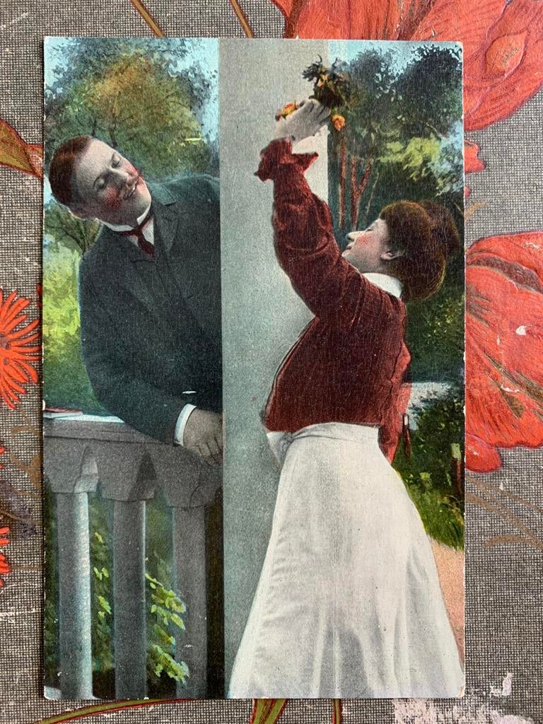 1910 Romantiek - dame en heer (JJ), Ophalen of Verzenden, Voor 1920, Gelopen, Overige thema's