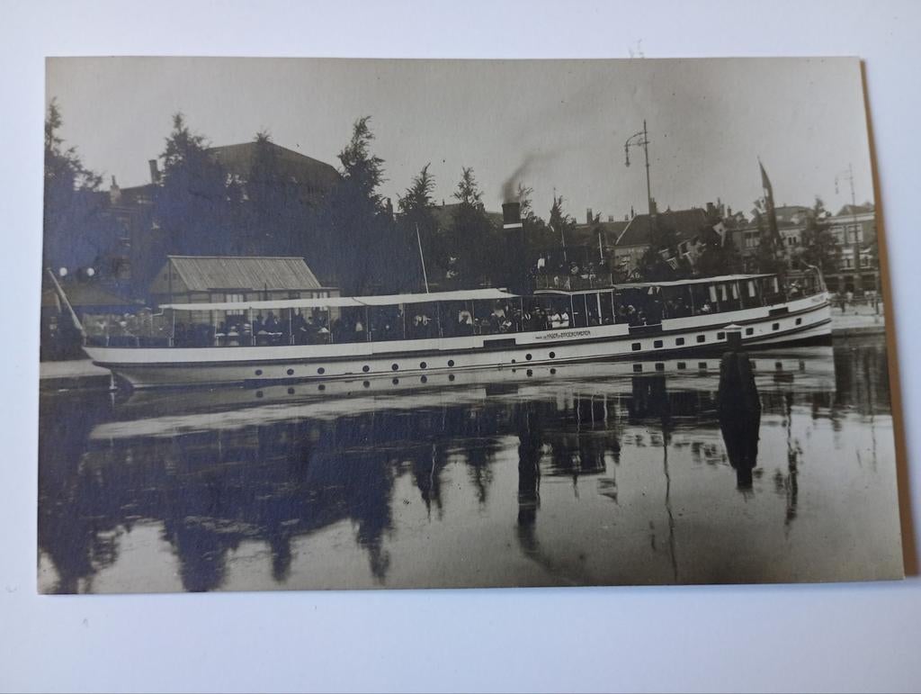 Fotokaart Leiden met Scheepvaart, Ophalen of Verzenden, 1920 tot 1940, Ongelopen, Zuid-Holland