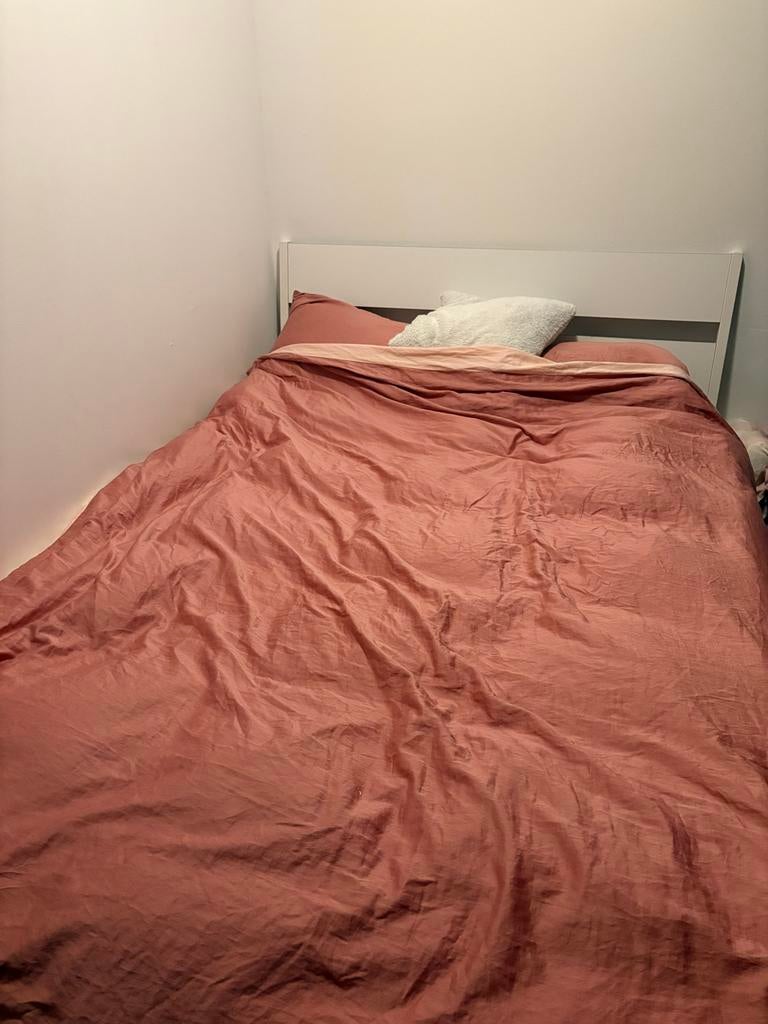 IKEA Trysil bed 140x200 cm met lattenbodem en matras, Gebruikt, Wit, Tweepersoons, 200 cm