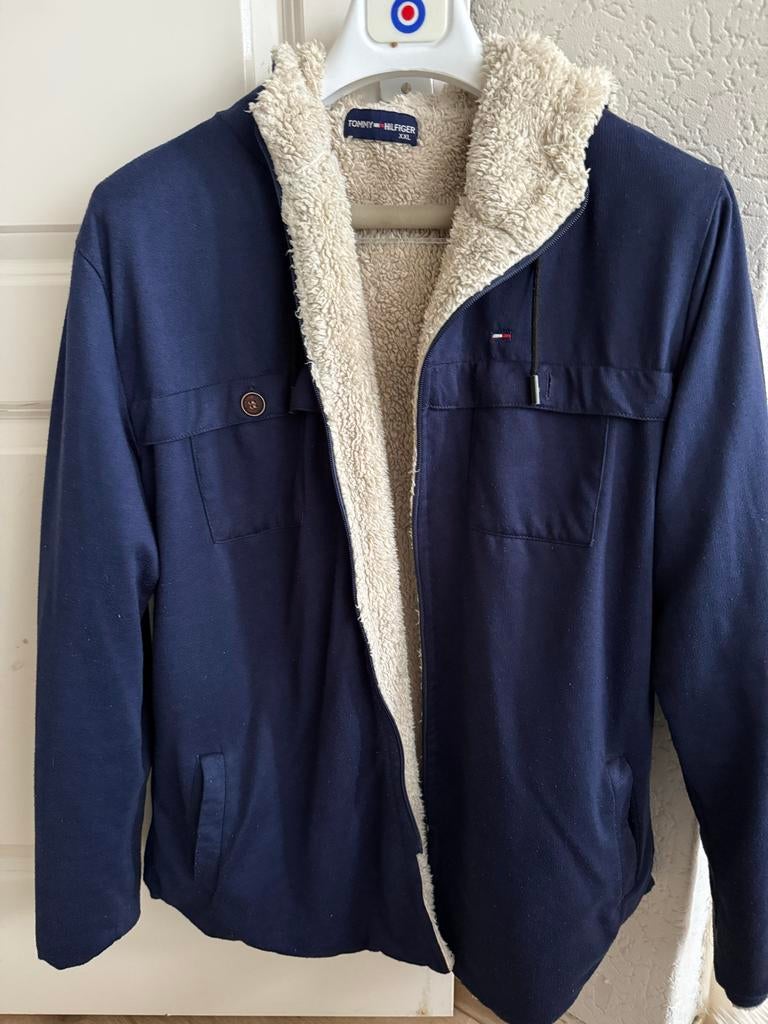 Tommy Hilfiger heren winterjas met teddy voering, Ophalen of Verzenden, Gedragen, Maat 56/58 (XL), Blauw