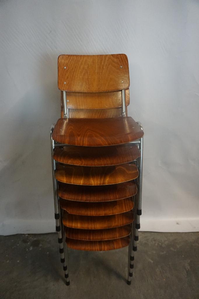 Stapelbare stoelen houten schoolstoelen, Ophalen, Gebruikt, Bruin, Vijf, Zes of meer stoelen