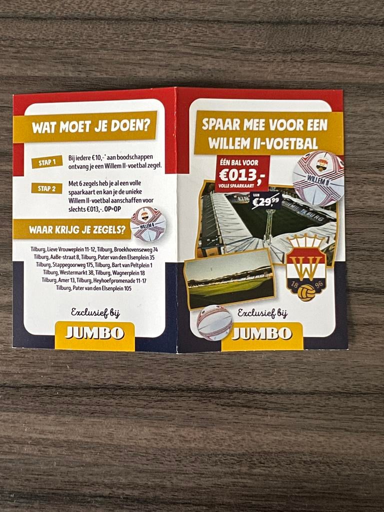 11 Jumbo zegels voor een Willen II voetbal, Ophalen of Verzenden, Winkel, Super of Benzinepomp, Zegels, Bonnen of Punten