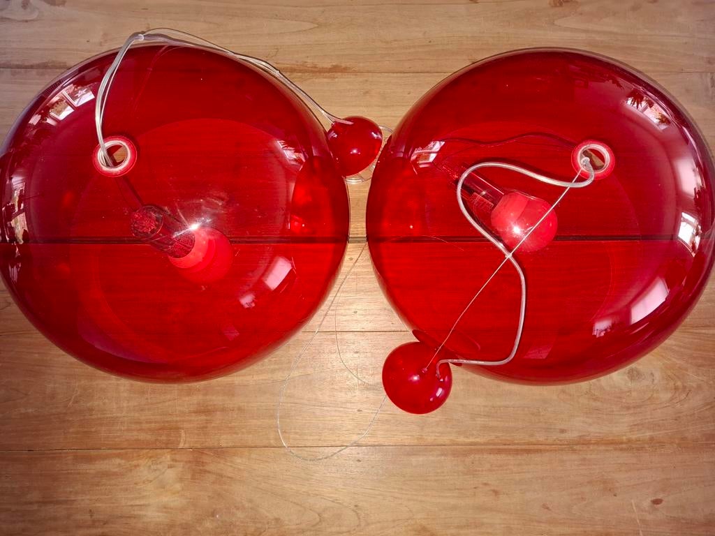 Kartell hanglampen rood 50 cm 2 stuks, Ophalen, Kunststof, Minder dan 50 cm
