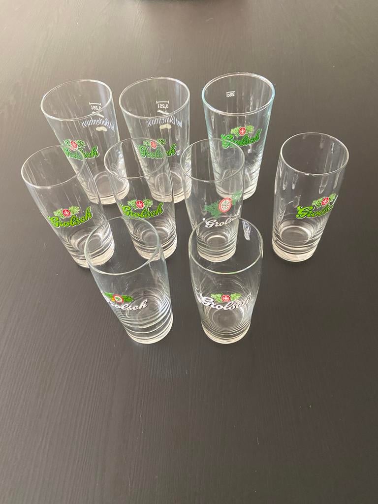 Pakket met Grolsch bierglazen, Ophalen, Gebruikt, Bierglas