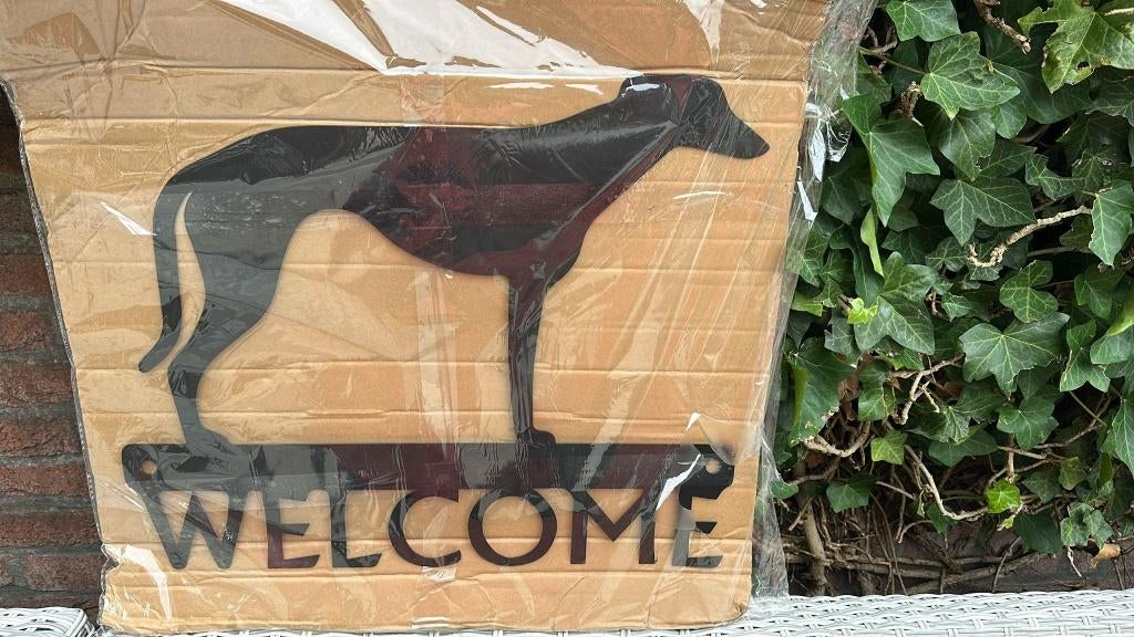wand decoratie windhond greyhound welcome, Ophalen of Verzenden